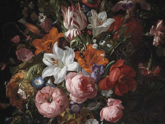 Rachel Ruysch, Flowers in a Glass Vase, 1704. 